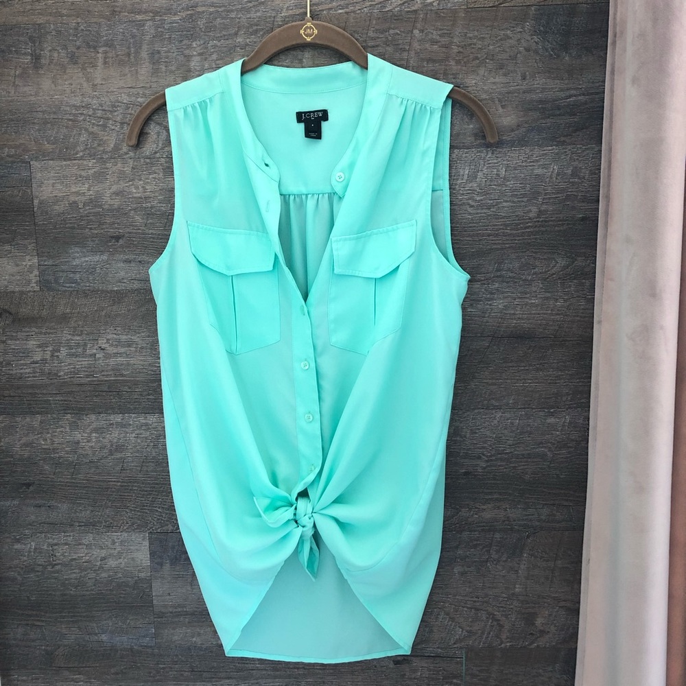 J Crew Mint Green Button Down Top
